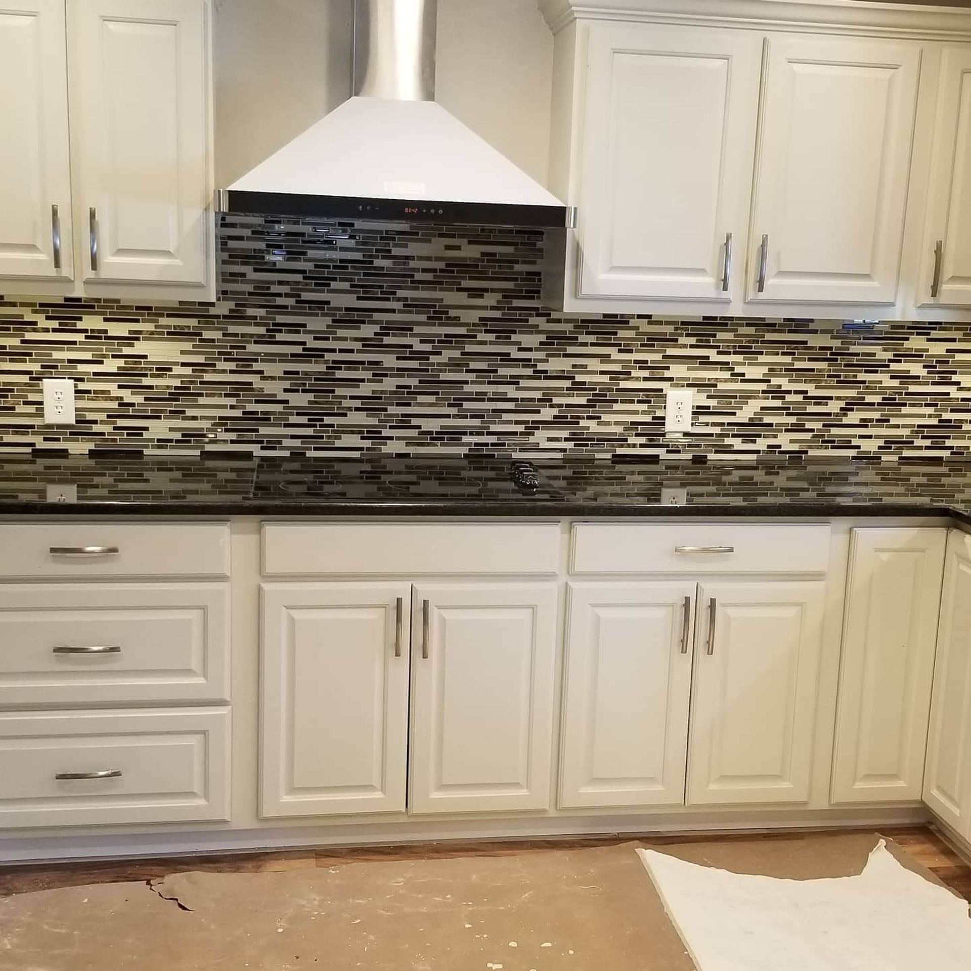 kitchen backsplash and custom cabinets